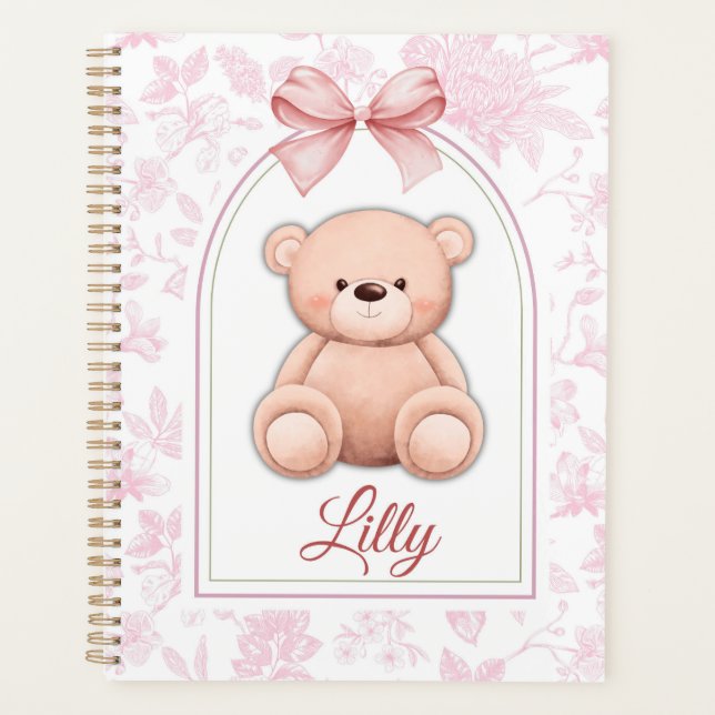 Lilly | Custom Pink Teddy Bear Nursery Design  Planner (Front)