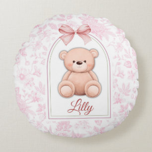 Lilly   Custom Pink Teddy Bear Nursery Design  Round Cushion