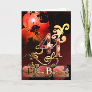 Lilly Dream flower Happy 41 Birthday ornate Card