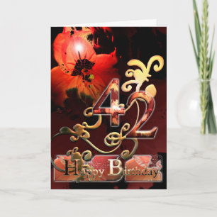 Lilly Dream flower Happy 42 Birthday floral Card