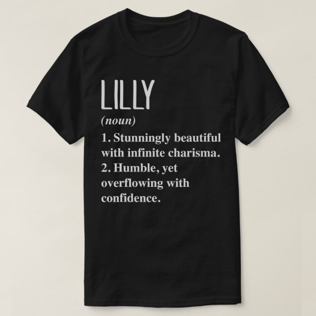 Lilly First Name Definition Personalised Gift Idea T-Shirt (Design Front)