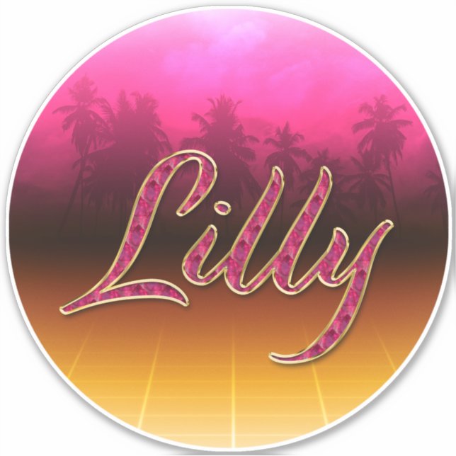 Lilly First Name Golden pink Sticker (Front)
