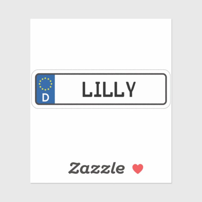 Lilly German Car License Plate (Sheet)
