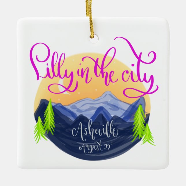 Lilly in the City - Asheville Ceramic Ornament (Front)