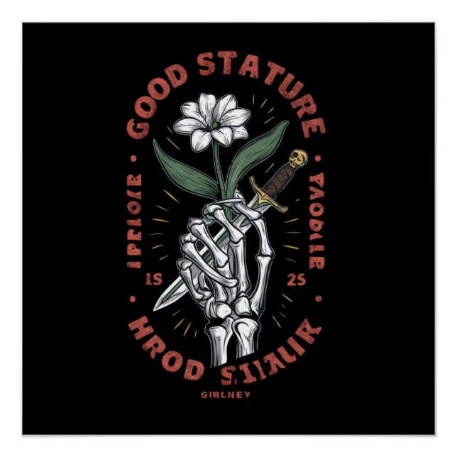 Lilly of Valley Flower held by a skeleton hand Poster (Front)