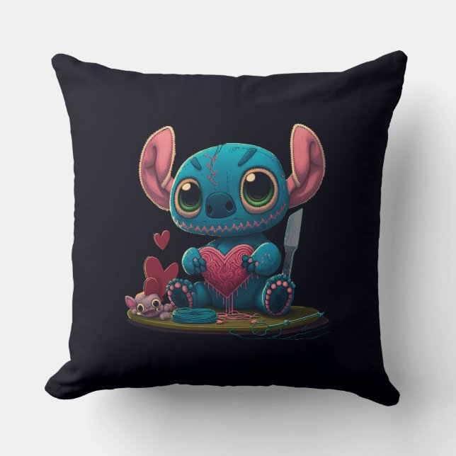 Lilo and Stitch Valentine Hearts Graphic Pillow (Front)