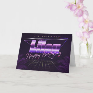 Lilou Name Vorname lila retro Karte Geburtstag Card