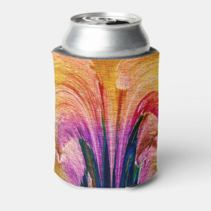 Lily Abstract Burgundy Lily Softened - Enhanced Can Cooler