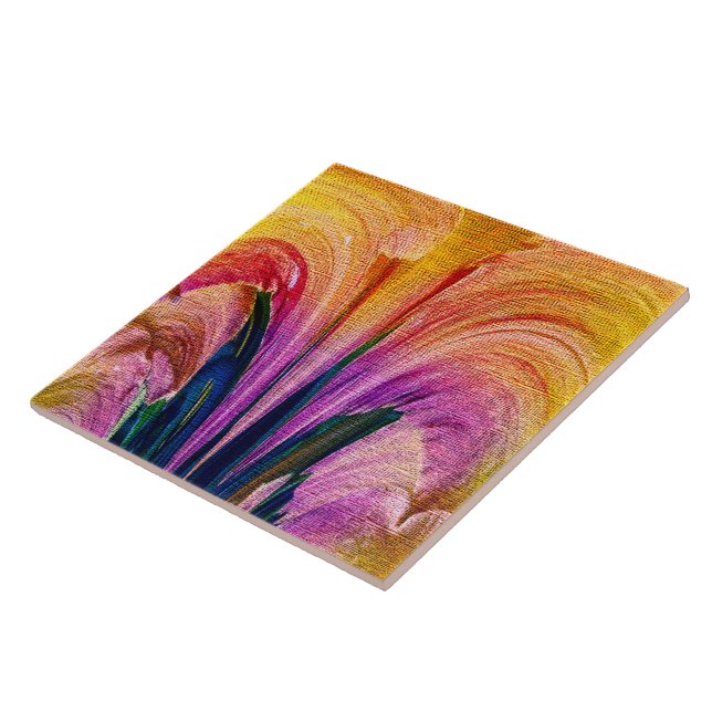 Lily Abstract Burgundy Lily Softened - Enhanced Ceramic Tile (Side)