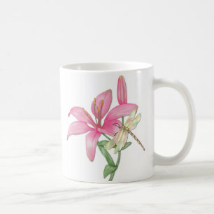 Lily and Dragonfly Coffee Mug