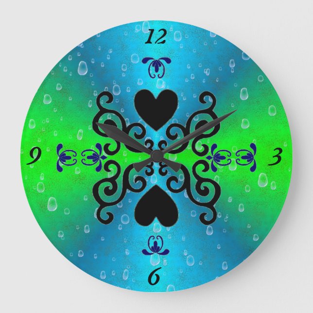 Lily and Heart on Rainbow Large Clock (Front)