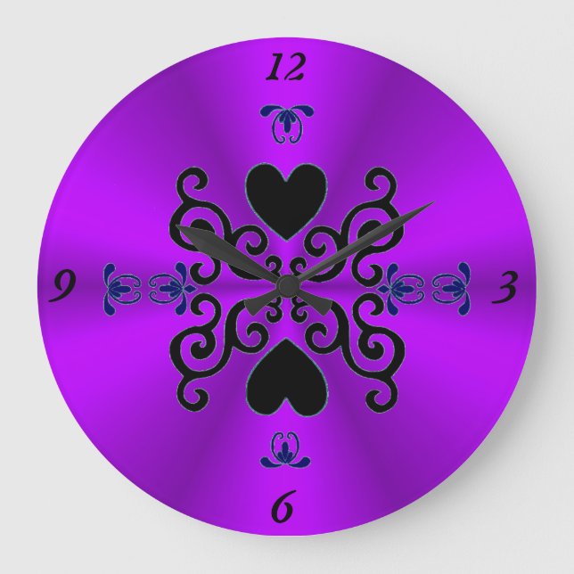 Lily and Heart on Rainbow Large Clock (Front)