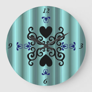 Lily and Heart on Rainbow Large Clock