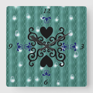 Lily and Heart on Rainbow Square Wall Clock