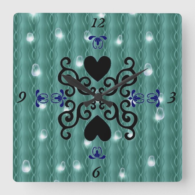 Lily and Heart on Rainbow Square Wall Clock (Front)