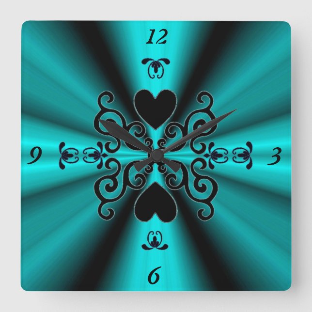 Lily and Heart on Rainbow Square Wall Clock (Front)