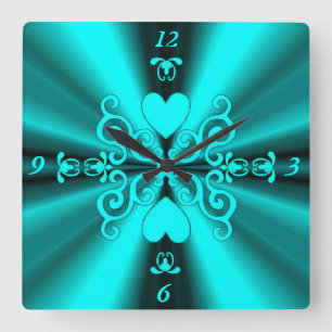 Lily and Heart on Rainbow Square Wall Clock