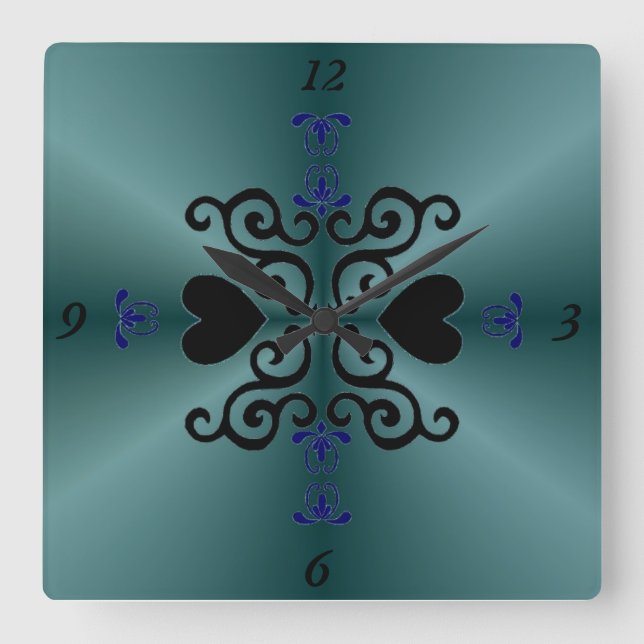 Lily and Heart on Rainbow Square Wall Clock (Front)