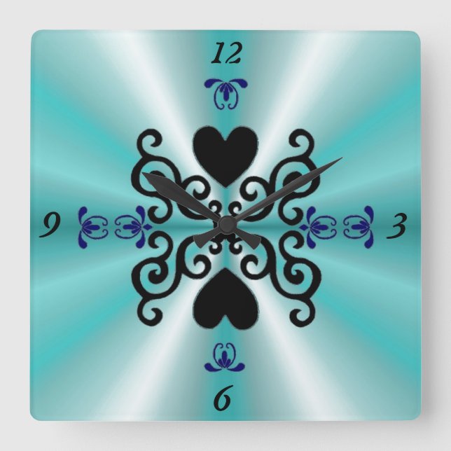 Lily and Heart on Rainbow Square Wall Clock (Front)