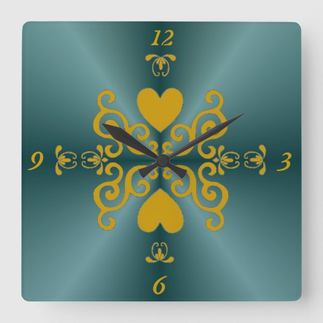 Lily and Heart on Rainbow Square Wall Clock (Front)