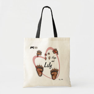 Lily and Hope Heart Paw Prints Tote Bag