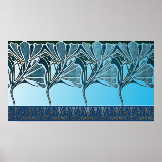 LILY, ART NOUVEAU FLORAL: GRECIAN SEA POSTER (Front)