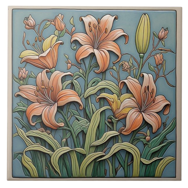 Lily - Arts And Crafts Ceramic Tile (Front)