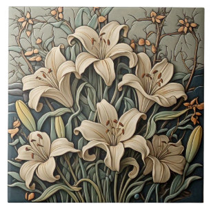 Lily - Arts And Crafts Ceramic Tile