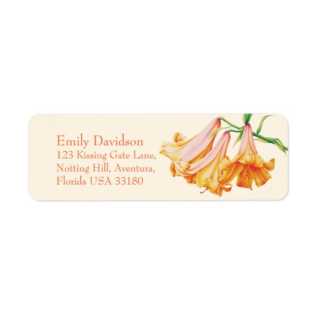 Lily bell fine art wedding return reply address label (Front)