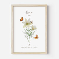 Lily Birth Month Flower Poster