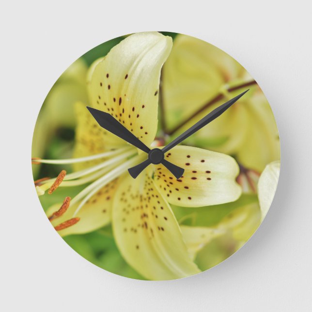 Lily Blooms  Wedding Parties Round Clock (Front)