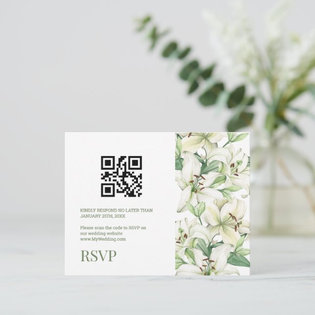 LILY Blossom Elegance QR Code RSVP Card (Standing Front)