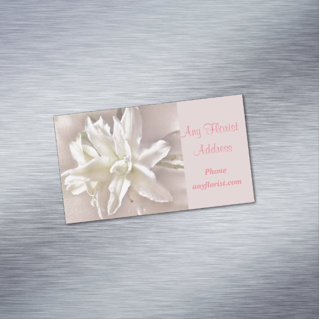 Lily Blossoms Blush Magnetic Business Card (In Situ)