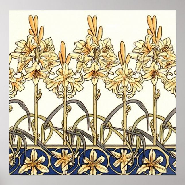 Lily Border by Alphonse Mucha Poster (Front)