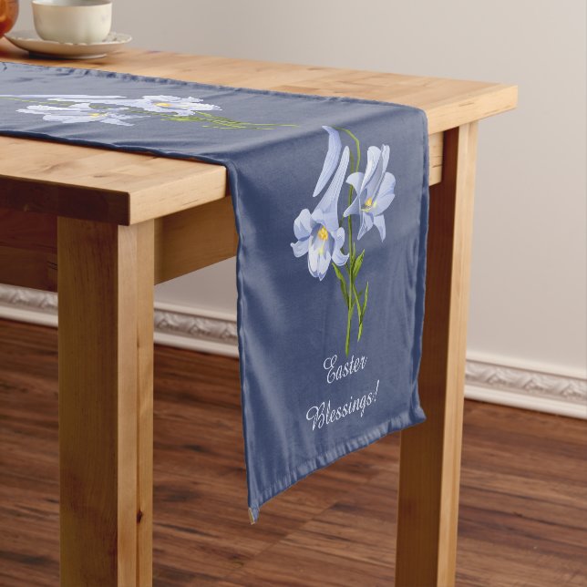 Lily Bouquet Easter Blessings Short Table Runner (In Situ)