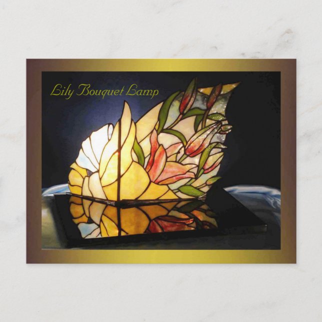Lily Bouquet Lamp Fine Art Postcard (Front)