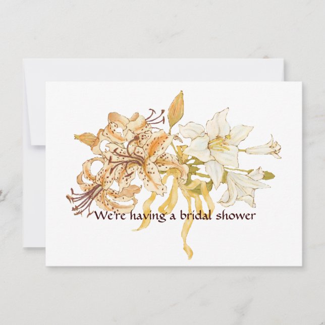 Lily Bouquet Watercolor Shower Invitation (Front)