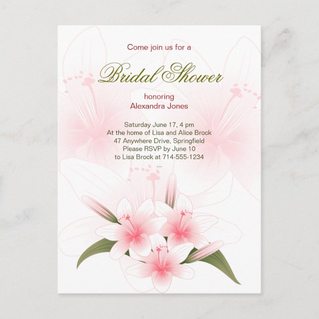 Lily Bridal Shower Party Invitation (Front)