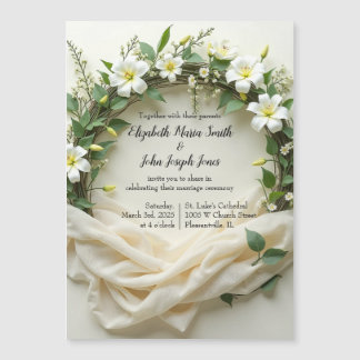 Lily Bridal Wreath Magnetic Invitation