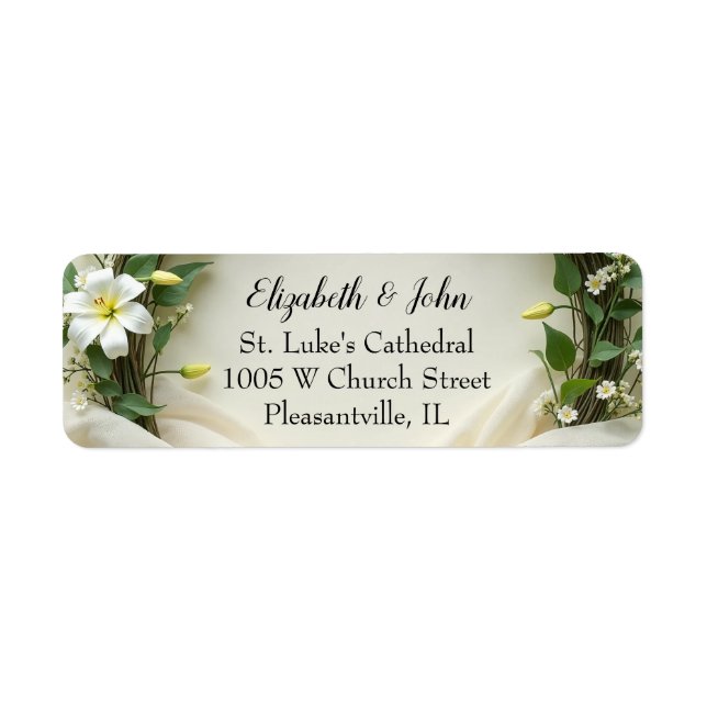 Lily Bridal Wreath Return Address Label (Front)