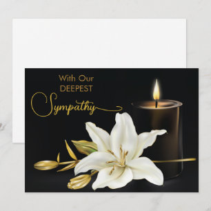 Lily Candle Black Gold Blank Sympathy Card