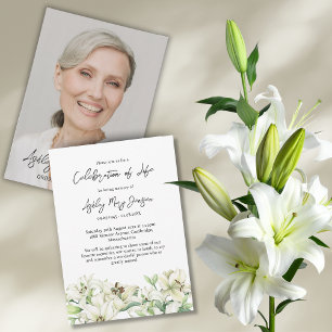 Lily Celebration of Life Photo Funeral Invitation