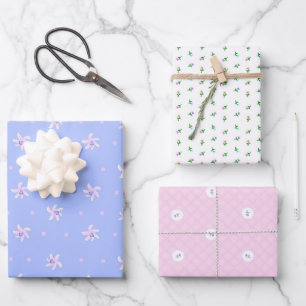 Lily & Chrysanthemum + Wild Rose + Wild Rose & Che Wrapping Paper Sheet