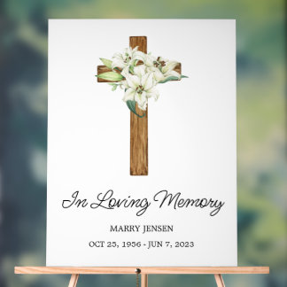 Lily cross Memorial Funeral Acrylic Sign