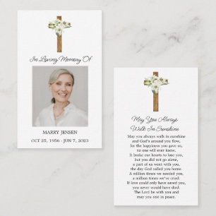 Lily Cross Memorial Photo Funeral Prayer Card