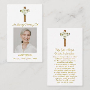 Lily Cross Photo Funeral Prayer Card