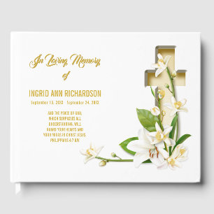 Lily Cross Scripture Memorial Guest Book