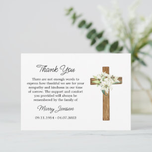 Lily Cross Sympathy Thank You Card