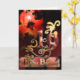 Lily Dream flower Happy 19th Birthday ornate Card