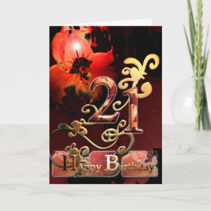 Lily Dream flower Happy 21 Birthday ornate Card